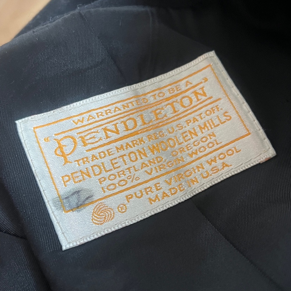 Pendleton Sz 12 Black 100% Virgin Wool Long Double Breasted Coat Made in USA - Picture 4 of 8